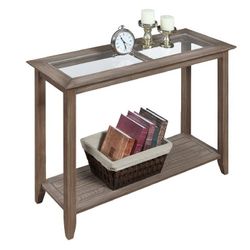 New in Box High Quality Wooden Console Table with Tempered Glass Top