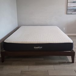 California King Bed. Used, in very good condition. 

It includes new platform bed frame with lightly used memory foam mattress.