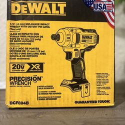 DEWALT 20V MAX XR Cordless Brushless 1/2 in. Mid-Range Impact Wrench with Detent Pin Anvil (Tool Only)