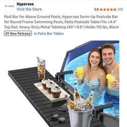 New Pool Bar for Above Ground Pools, Hyperzoo Swim-Up Poolside Bar for Round Frame Swimming Pools, P