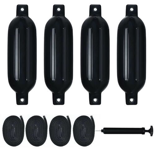 23" Boat Fenders Hand Inflatable Marine Bumper Shield Protection Pack of 4 Black