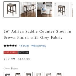 Wood Counter Height Bar Stools Light Brown (Set of 3)
