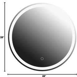 Large Modern LED Round Bathroom Vanity Mirror.