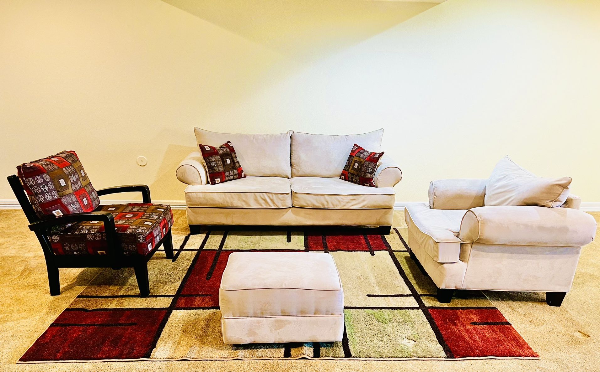 Living Room Furniture Set – Sofa, Chair, Ottoman & Accent Chair