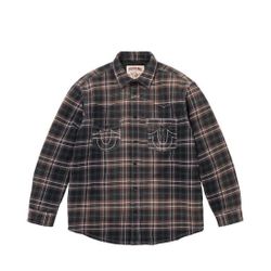2025 Supreme X True Religion Quilted Lined Plaid Flannel Shirt 'Black'