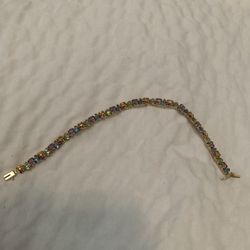 14k Multi Gemstone Tennis Bracelet 