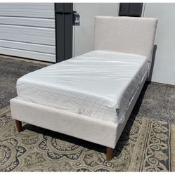 New Twin Size Platform Bed Frame And Memory Foam Mattress 