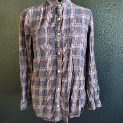 ABound Women's Plaid Pink And Grey Button Up Shirt Size: Medium Top LongSleeve 