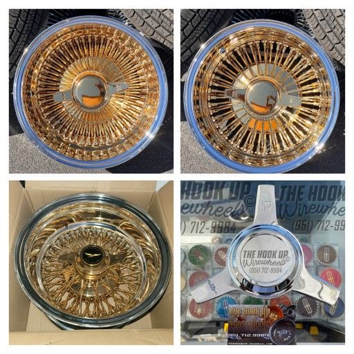 13x7 All Gold Centers Wire Wheels