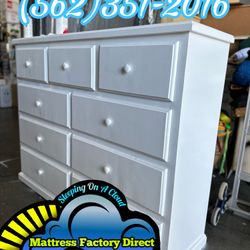 White Nine Drawer Solid Wood Pinewood Chest Cajonera Dresser Comoda  