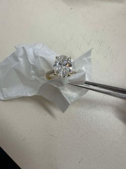 3.08 Oval Engagement Ring & Wedding Band 14K