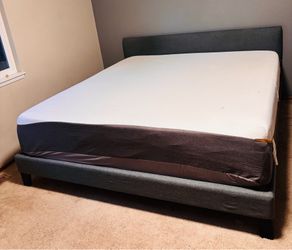 King Size Bed Frame + OYT 14” Memory Foam Mattress — $130 (Moving Sale)