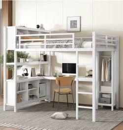 Full size bed with loft & Desk