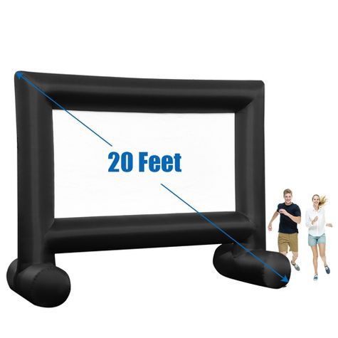 Brand New Costway 20Ft Inflatable Projector Screen Projection Outdoor Home Theater W/ Blower