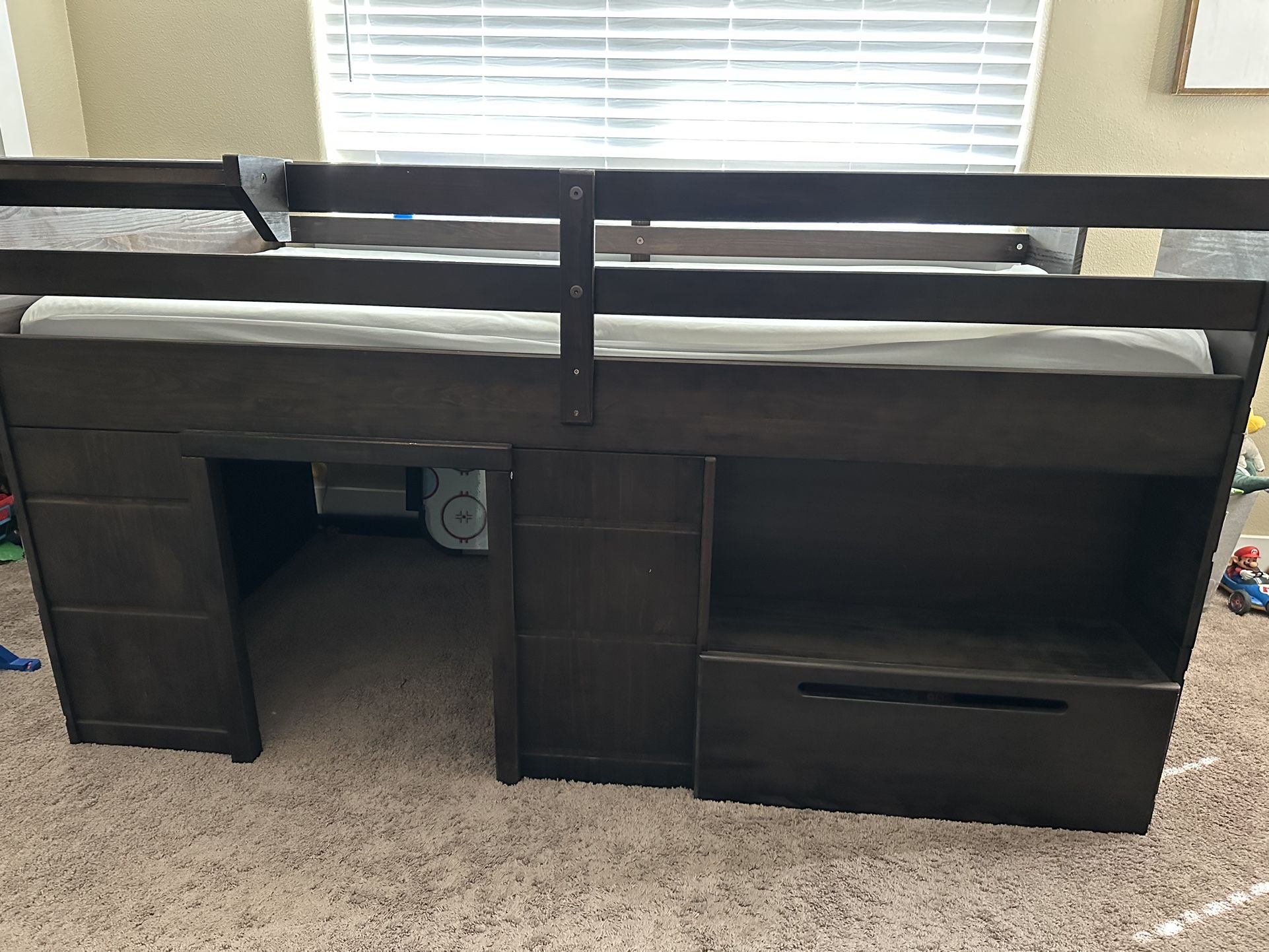 Kid Modern Farmhouse Play & Store Low Loft Bed