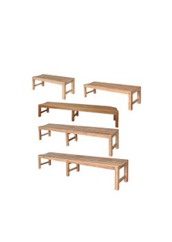 New various sizes of teak outdoor backless benches