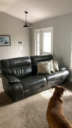 Faux leather reclining couch