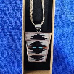 Vintage Zuni Pendant Necklace Sterling