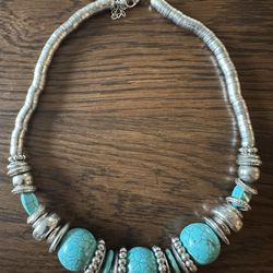 real sliver and turquoise necklace