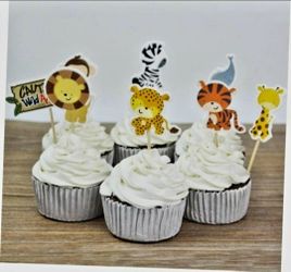 Set of 24 Cute Decorative Cupcake Muffin Toppers Wild Animals Zoo, Farm Animals Cake Cupcake Decorat