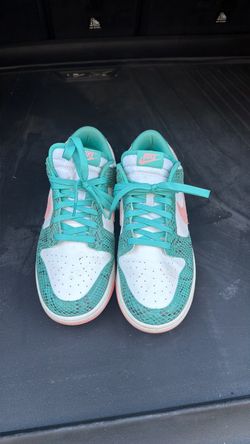 Nike Dunk Low Teal Snake Print Sneakers size 10