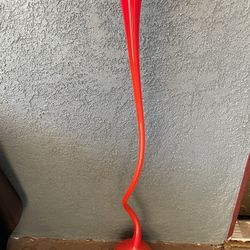 48" tall Vintage Murano Venini Style Twisted Green Glass Vase 2000s