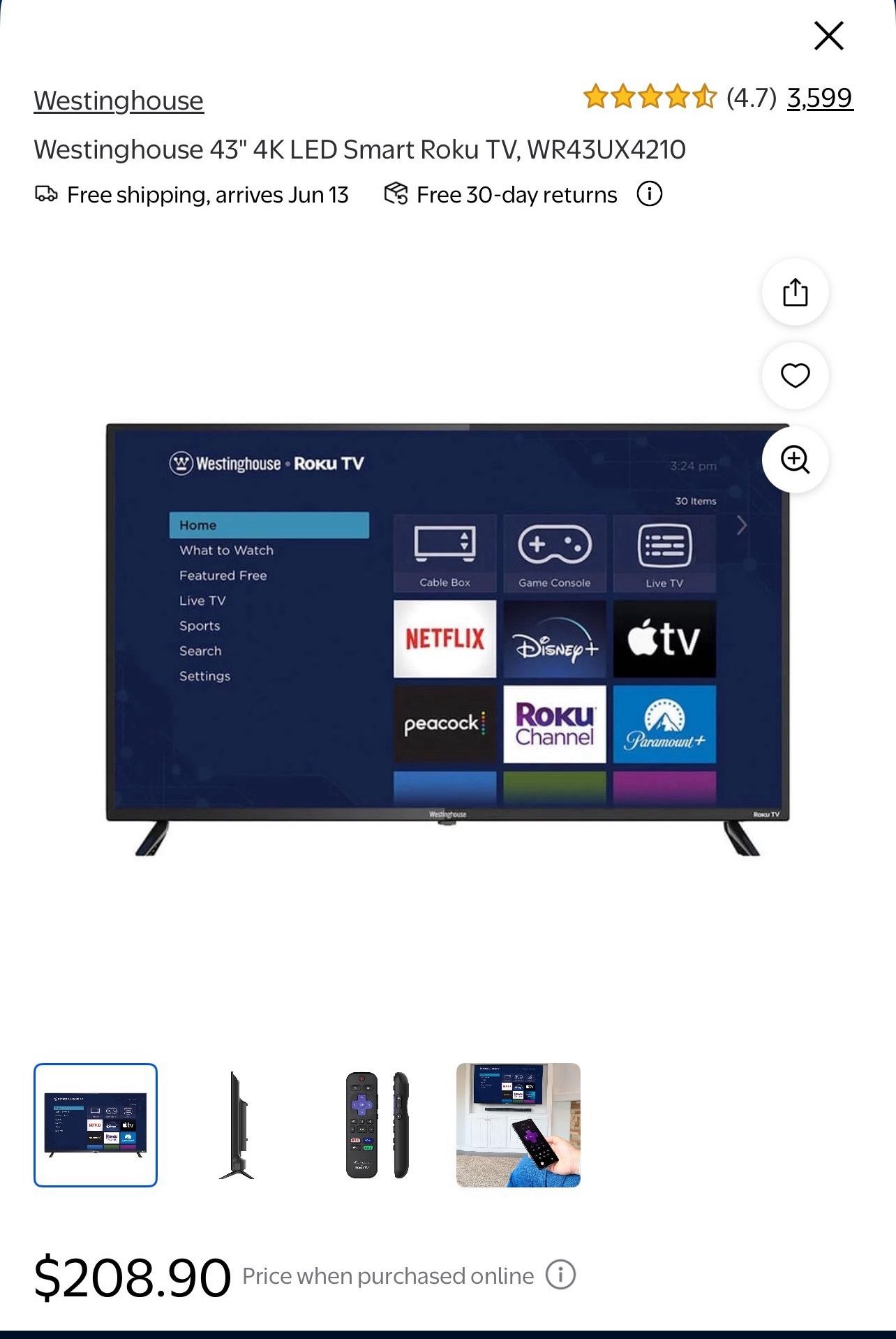 43” Smart Tv With Stands
