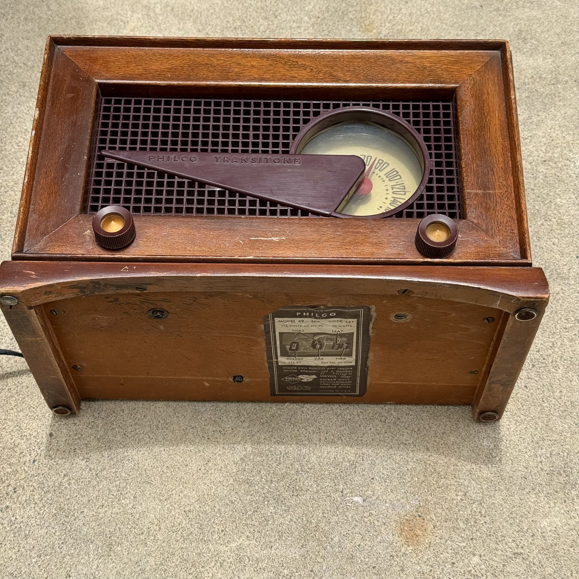 Flying Wedge Radio Post War 1949 Vtg Model 49 - 506 Tested Works