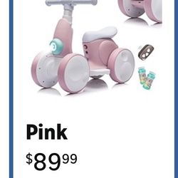 Pink Balance Bike With Bubble Blower
