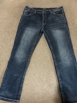 Men's Dark Wash Distressed Denim Jeans