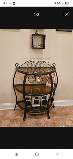 REDUCED to $59! Wine Holder Table, Mini Bar with Shelves, Bar Cart