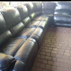 SECTIONAL GENUINE LEATHER RECLINER ELECTRIC ⚡ BLACK COLOR.. DELIVERY SERVICE AVAILABLE 🚚💥🚚