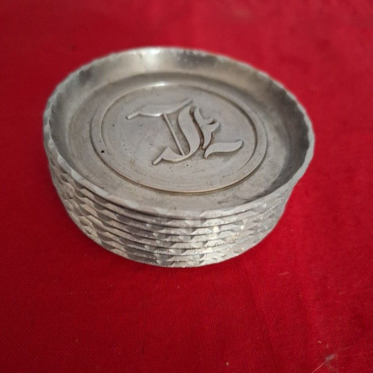 Pewter Coasters..Mid Century Modern