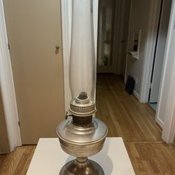 OIL LAMP CHIMNEY Single Glass Brass Vintage Antique