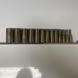 Snap-on/Blue Point 13 piece 3/8 Dr. SAE deep sockets