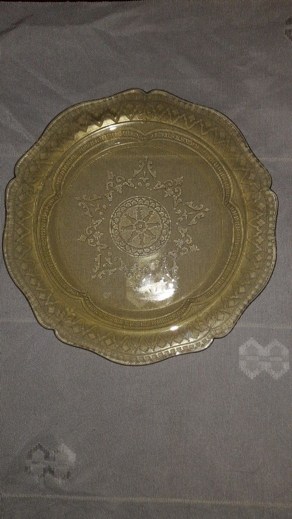 Vintage Gold Depression Glass Platter