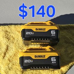 New Dewalt 6.0ah Battery Set 20-Volt ($140 For Both Batteries)