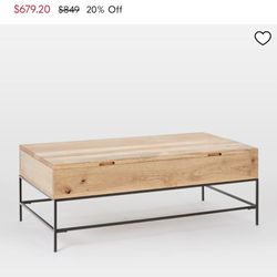 West Elm Industrial Storage Pop-Up Coffee Table (36"–50")