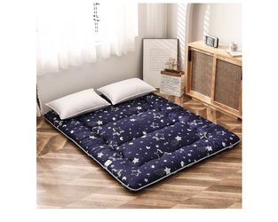 Japanese Floor Mattress 3" Thick Full Size Foldable Futon Mattress Sleeping Pad Foldable Roll Up Mat Boys Girls Dormitory Pad Kids Floor Lounger, Star