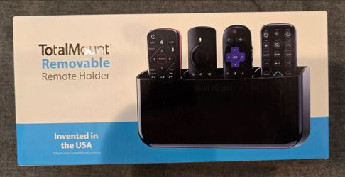 TotalMount Hole-Free Remote Holder – Eliminates Need to Drill Holes in Your Wall (Premium Black Holder for 3 or 4 Remotes)