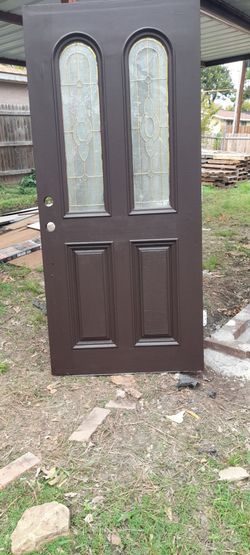 BEAUTIFUL EXTERIOR DOOR VERY HEAVY SOLID WOOD GOOD CONDITION