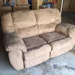 Beige BEAUTIFUL LOVESEAT DUAL RECLINERS SOFA 