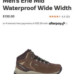 Men’s New Merrill Hiking Boots, Size 8 Wide