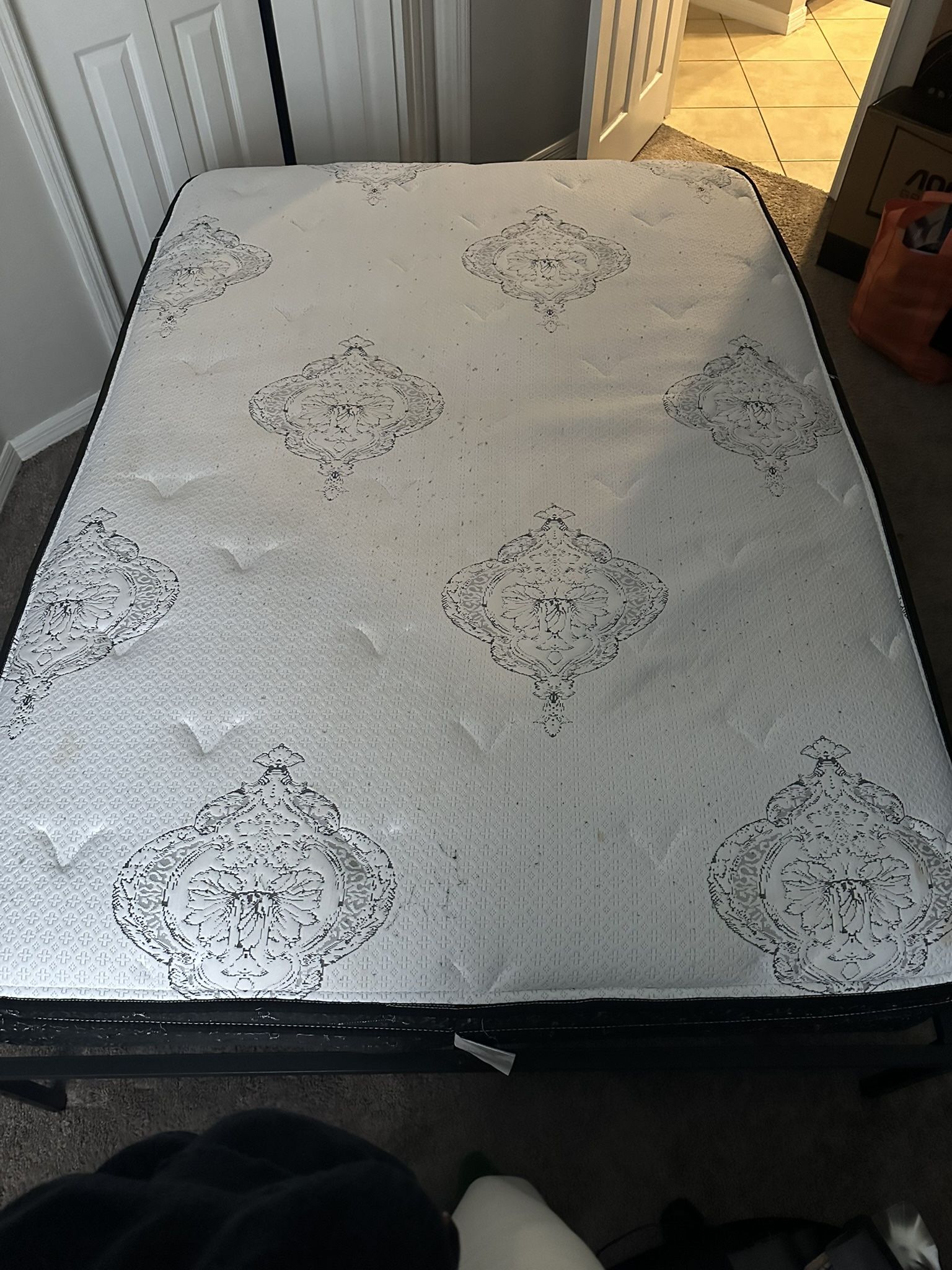 Full Size Mattress and Metal Frame