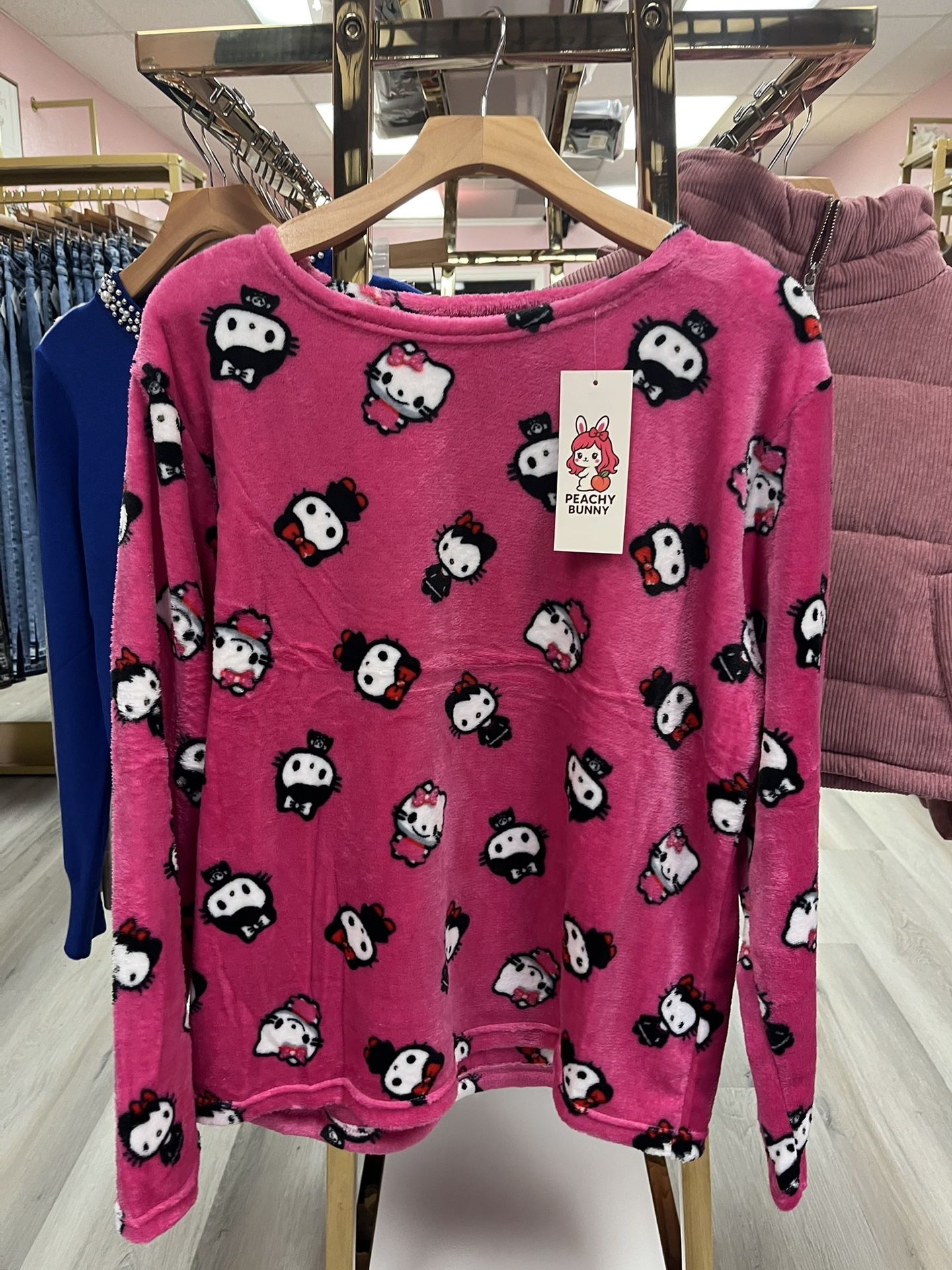 Cozy Cutie Character Fleece Top – Hot Pink Pajama top
