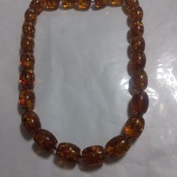 Vintage Large Amber Necklace 52 Mm Round Use