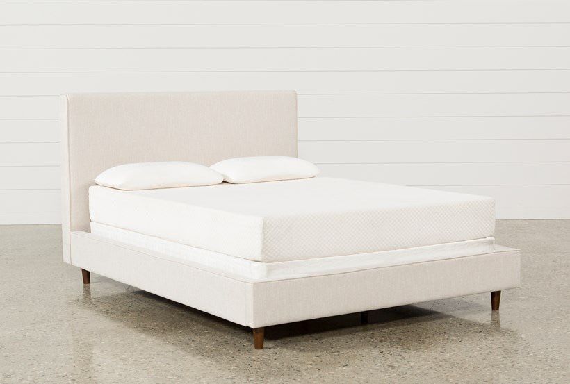 Living Spaces Dean Sand Queen Upholstered Panel Bed - Like New