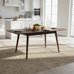 Bergen 47.2"-63" Extendable Solid Oak Rectangular Dining Table, Seats 6-8