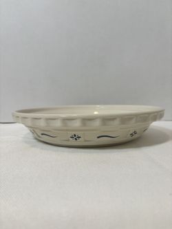 Longaberger Pottery Woven Traditions Classic Blue Pie Baking Plate 10 inch
