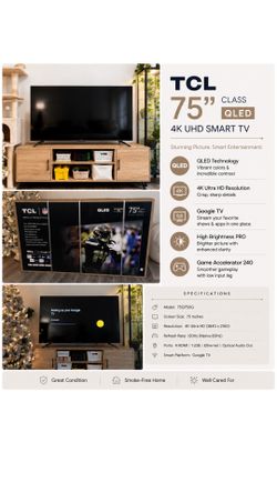 TCL 75" Q750G 4K UHD QLED Smart Google TV
